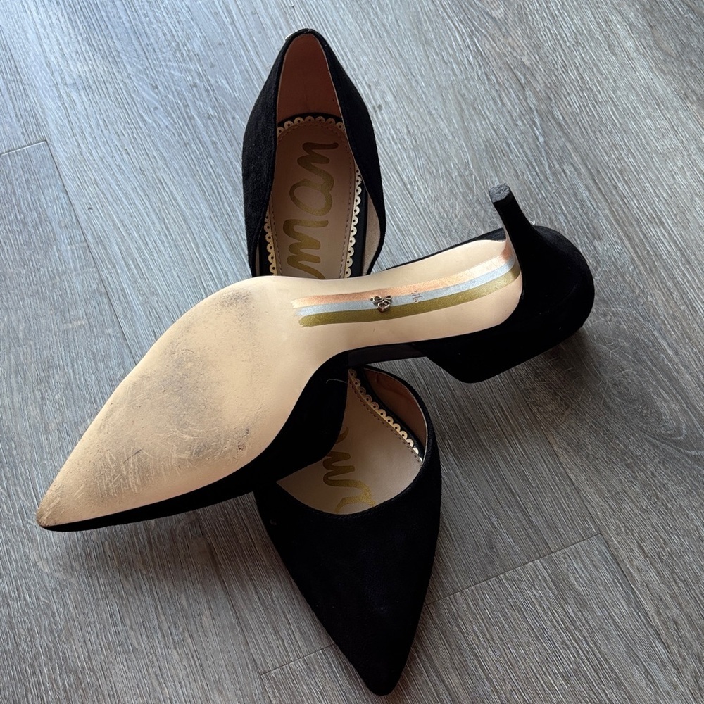 Sam Edelman Black Suede D'Orsay Pointed Toe Heels Size 9.5 - Picture 4 of 6